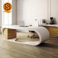Buy cheap Seamless Solid Surface Office Furniture Artificial Stone White Executive Desk product