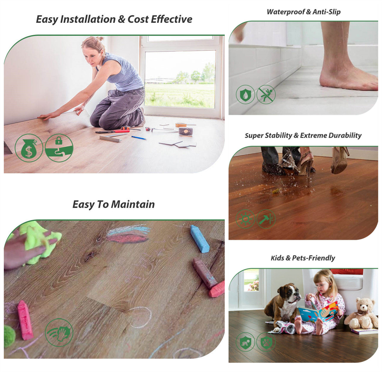 Anti Slip Marble Vinyl Flooring Unilin Click Waterproof GKBM LS-S008