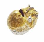Fashion wholesale hen jewelry box metal pewter hen trinket box