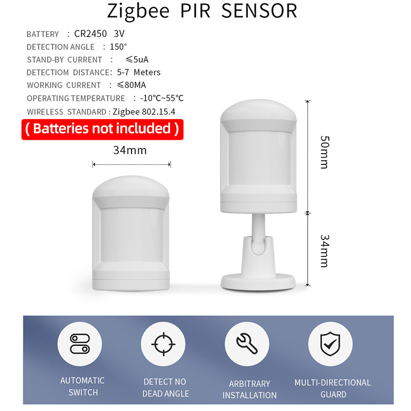 Zigbee PIR Motion Sensor Wireless Home Security System Tuya Zigbee 3.0 Smart Home Smart Life APP Detector Sensor