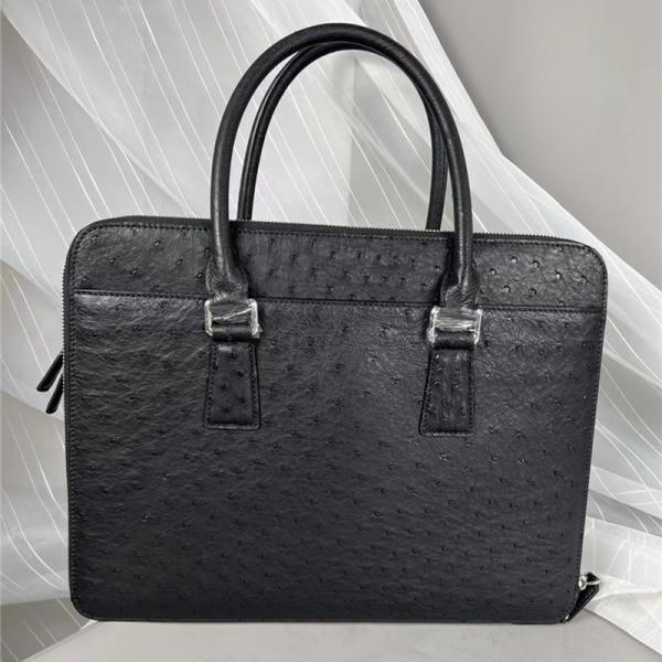 Buy cheap Authentic Ostrich Skin Businessmen Working Travel Purse Laptop Briefcase Genuine Leather Male Large Top-handle Handbag from wholesalers