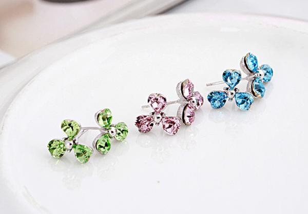 Buy cheap S925 sterling silver stud earrings colorful crystal rhinestone earrings from wholesalers