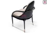 Curved Solid Wood Armrest Leather Modern Dining Chairs 0.38cbm Volume With Metal