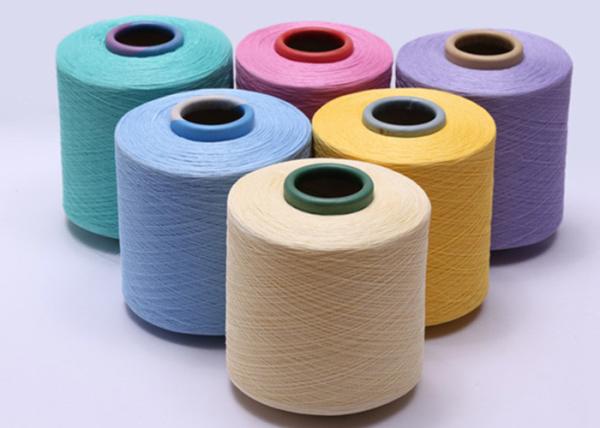 Semi Dull Ring Spun Polyester Yarn Soft Hand Feeling Auto Cone And Dyeing