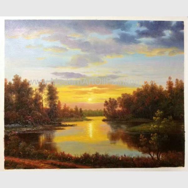 Buy cheap Classical Nature Oil Painting Landscape Sunset Landscape Painting With Stream from wholesalers