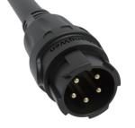 5pin Black M19 Connector 15A Solder Overmolded Aluminum Alloy Shell Nylon IP67