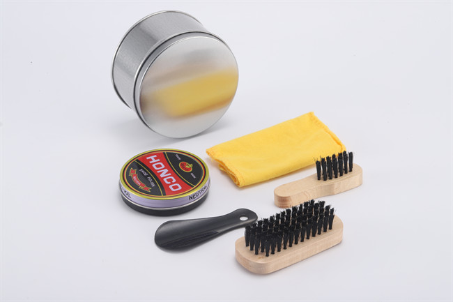 Brown Black Army Shoe Shine Kit Tinplate Cans Box Portable Shoe Polish Shoe Horn Shoe Brush