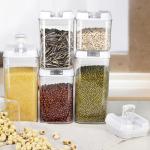 0.5L 0.8L 1.2L Sealed Food Containers PS PP ABS Plastic Kitchen Organizer