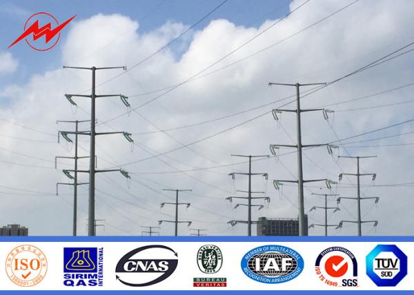 Anticorrosive Self Supporting Electrical Power Poles Polygona 50m Tubular Steel