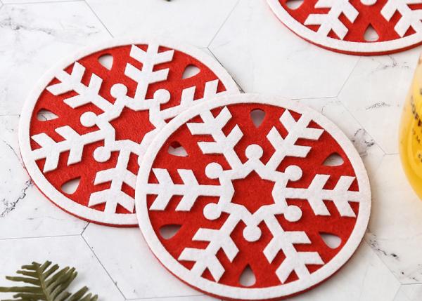 Buy cheap Double Layer Heatproof Christmas Felt Drink Coasters 10*10cm from wholesalers