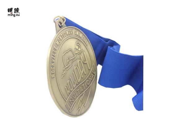 Buy cheap Metal Swimming Custom Award Medals Honor Bronze Plating With Ribbon Lanyard from wholesalers