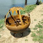 60cm Hnjbl Wood Burning Round Corten Fire Pit Sphere Rustic Red Or Customized