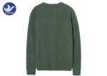 Multi Ribs Conbination Men's Knit Pullover Sweater Green Crew Neck Jumper