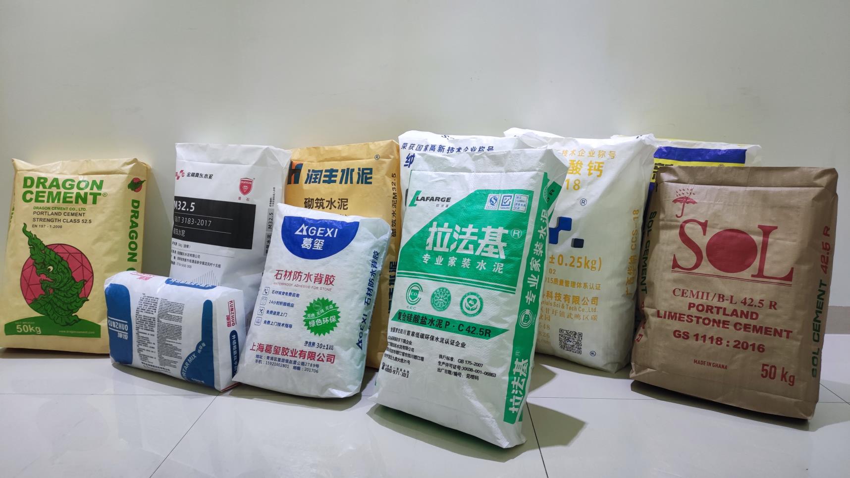 Square Bottom Cement Bag Custom 20Kg Polypropylene Tile Adhesive Woven Valve Bag
