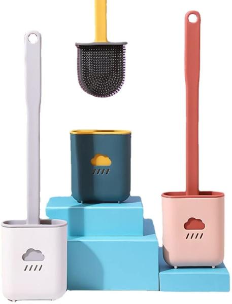 Buy cheap 14.96in Flat Rubber Silicone Flex Toilet Brush With Holder Long Handle TPR from wholesalers