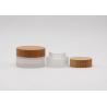 Buy cheap Cylinder Glass Cosmetic Cream Jar Container With Bamboo Screw Cap 50ml from wholesalers