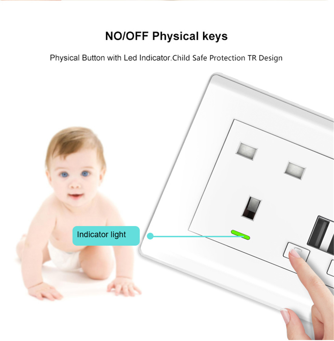 UK Smart Wall Socket With Double USB