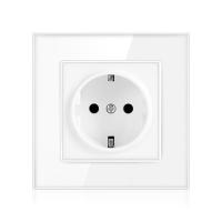 Buy cheap Power Socket,16A EU Standard Electrical Outlet 86mm * 86mm white Crystal Glass product