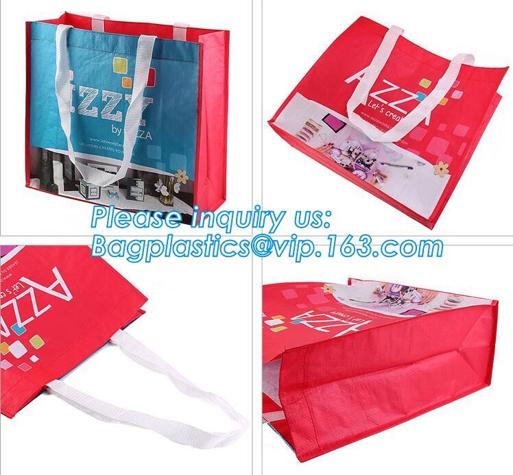 Factory custom recyclable folding laminated pp non woven bag shopping with heat transfer printing non woven fabric carry