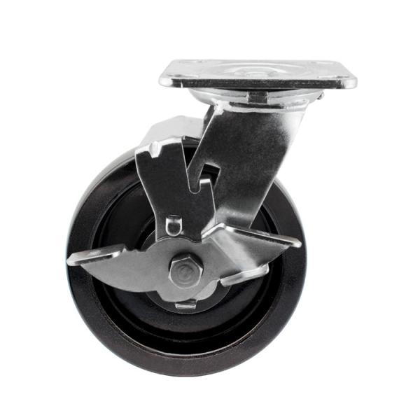 Buy cheap Swivel Plate Heavy Duty Casters Trolley Wheels With Side Lock 125x50mm Black Hard Glass Filled Nylon Wheel from wholesalers