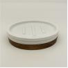 Buy cheap White Color Polyresin Bathroom Set Ribbed Circles Look With Wood Parts from wholesalers