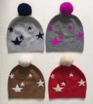 Thick Winter Womens Knit Beanie Hats , Stylish Cool Knit Hat With Pom Pom