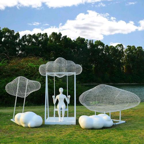 Buy cheap Customized Shop Window Display Props Cloud Fiberglass Modern Outdoor Statues from wholesalers
