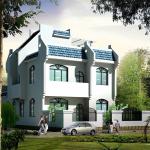 Mordern 4 Bed Double Story Prefab Homes Fast Bult Light Steel Structure