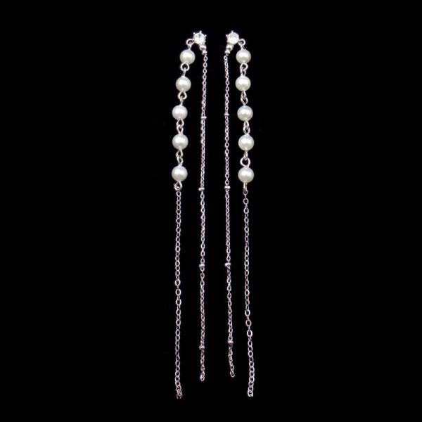 Buy cheap Silver Round Freshwater Pearl Dangle Earrings For Wedding from wholesalers