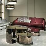 0.9m Luxury Round Coffee Table Sectional Stainless Steel Latte Couchtisch