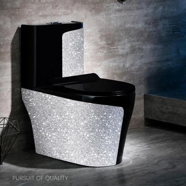 Buy cheap Luxury Ceramic Washdown Round One Piece Toilet Black Sliver Colored from wholesalers