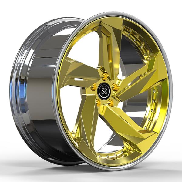 Buy cheap Gold Brush 2-PC Forged Aluminum Rims 5x112 Staggered 20 21 inches For Mercedes Benz E63 from wholesalers