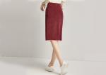 Red Corduroy Wrap Ladies Dress Skirt Knee Length Casual High Waist Skirt