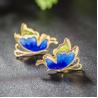 Buy cheap Women Fashion Blue Enamel Sterling Silver Stud Earrings with 18K Gold Plated (E6050603) from wholesalers