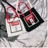 Buy cheap New Korean fashion personality school style contrast color canvas bag women's portable shoulder bag simple fashion bag from wholesalers