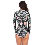 Stand Collar Womens Zipper One Piece Swimsuit Long Sleeve Printed Customized