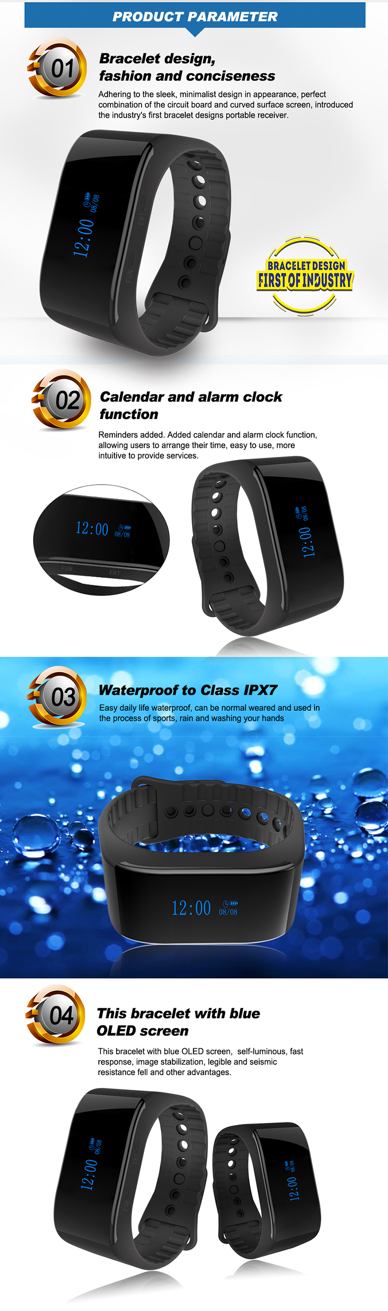 Hot sale wireless kitchen equipment with full waterproof wrist watch and a keyboard