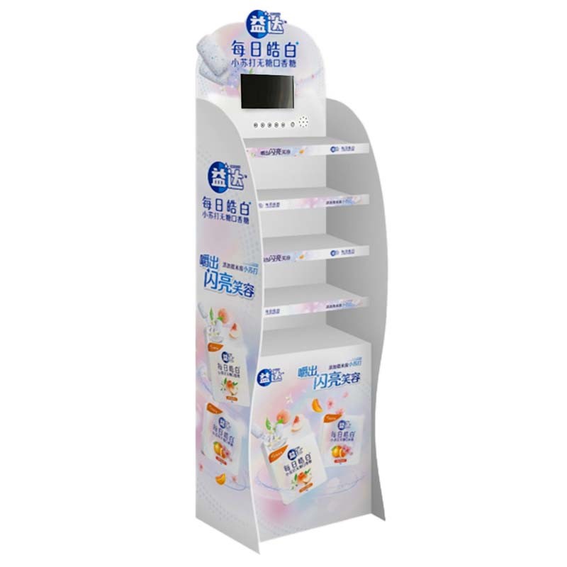 LCD Screen Cardboard POS Display Stand , Corrugated Cardboard Floor Display