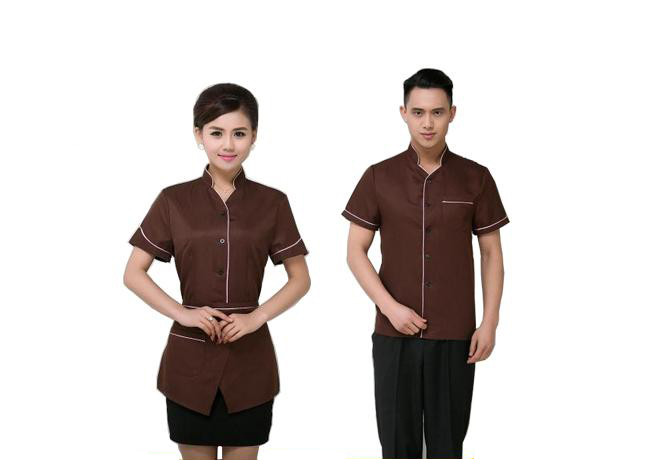 Custom Color Restaurant Staff Uniform , Side Open Bar Staff Uniforms For Waitress