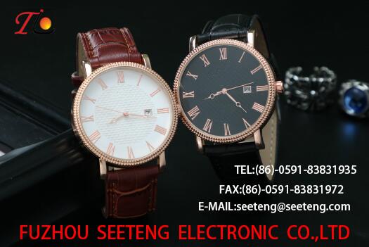 wholesale customization Pu watch Round dial alloy case quartz watch fashion