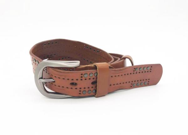 Buy cheap Double Side 5mm Studs Womens Studded Leather Belt 178g Weight Light Brown Color from wholesalers