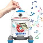 Kids ABS Material Pink And Blue Color Rocket Piggy Bank For Educational