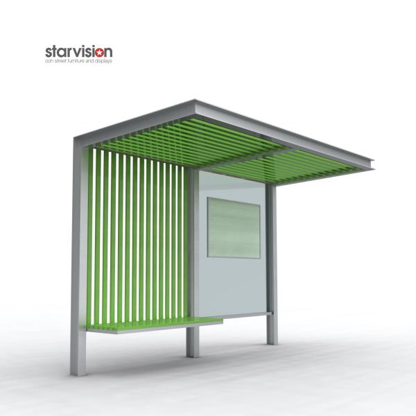 Buy cheap Slim Flat Roofing L4200mm Advertising Bus Shelter With Bench For Infrastructure from wholesalers