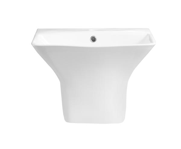 Quality Luxury Fashion Design SWM9507-1 Bathroom Half Pedestal Sinks Soild Surface Wall Hung Sinks for sale