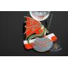 Buy cheap Soft Enamel Glitter Colors Custom Award Dragon Meadls Design Red / White Tripe Ribbon from wholesalers