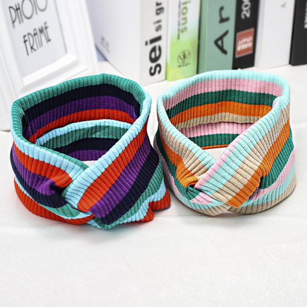 Buy cheap Xl Elastic Hair Band For Ladies Women Rainbow Stripe Sports Fresh Hair Accessories from wholesalers