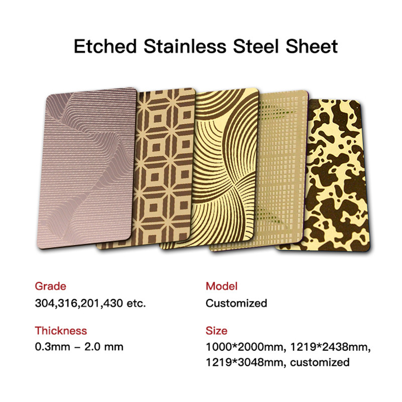 201 430 Etched Stainless Steel Sheet Mirror Colored For Architecture