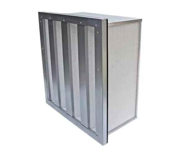 Customized Metal Frame V-Bank Fiberglass Air Filters H13/H14 Efficiency for HVAC