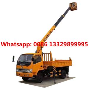 Buy cheap dongfeng truck crane mounted 3T straight-arm crane With hanging basket, telescopic crane boom mounted on dump truck from wholesalers