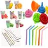 Buy cheap Anti-Cutting Mouth Flexible Silicone Straw Metal Straw With Silicon Tip Sleeve Cleaning Brushes Set Reusable Silicone Dr from wholesalers